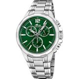 Lotus 18991/3 Heren Polshorloge Chronograaf Groene Wijzerplaat Zilverkleurig Staal