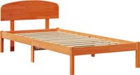 vidaXL Bedframe met hoofdeinde, wasbruin, 80 x 200 cm, massief grenenhout