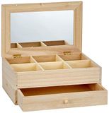 Artemio sieradendoos met 6 vakken, van hout, met spiegel en lade, beige