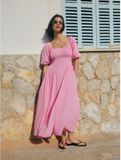 Next Dames Halflange jurk met pofmouwen Roze