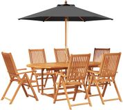 vidaXL Buiten Eetset met Parasol 8 st Anthraciet en Natuurlijk