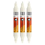 Molotow One4All acryl Twin Marker (lijndikte 1,5 mm en 4 mm, zeer dekkend en permanent) 3 stuks kleur 229 natuurlijk wit