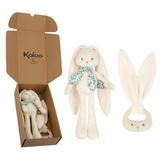 Kaloo - Cadeauset voor geboorte en baby - 2-delig: knuffeldier konijn 25 cm + siliconen bijtring - konijn - crèmekleurig - vanaf de geboorte - K390041