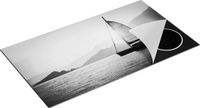 Chefcare Inductie Beschermer Zeilboot bij Zonsondergang - Zwart Wit - 95x55 cm