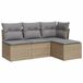 vidaXL 4-delige Loungeset met kussens, polyrattan, beige
