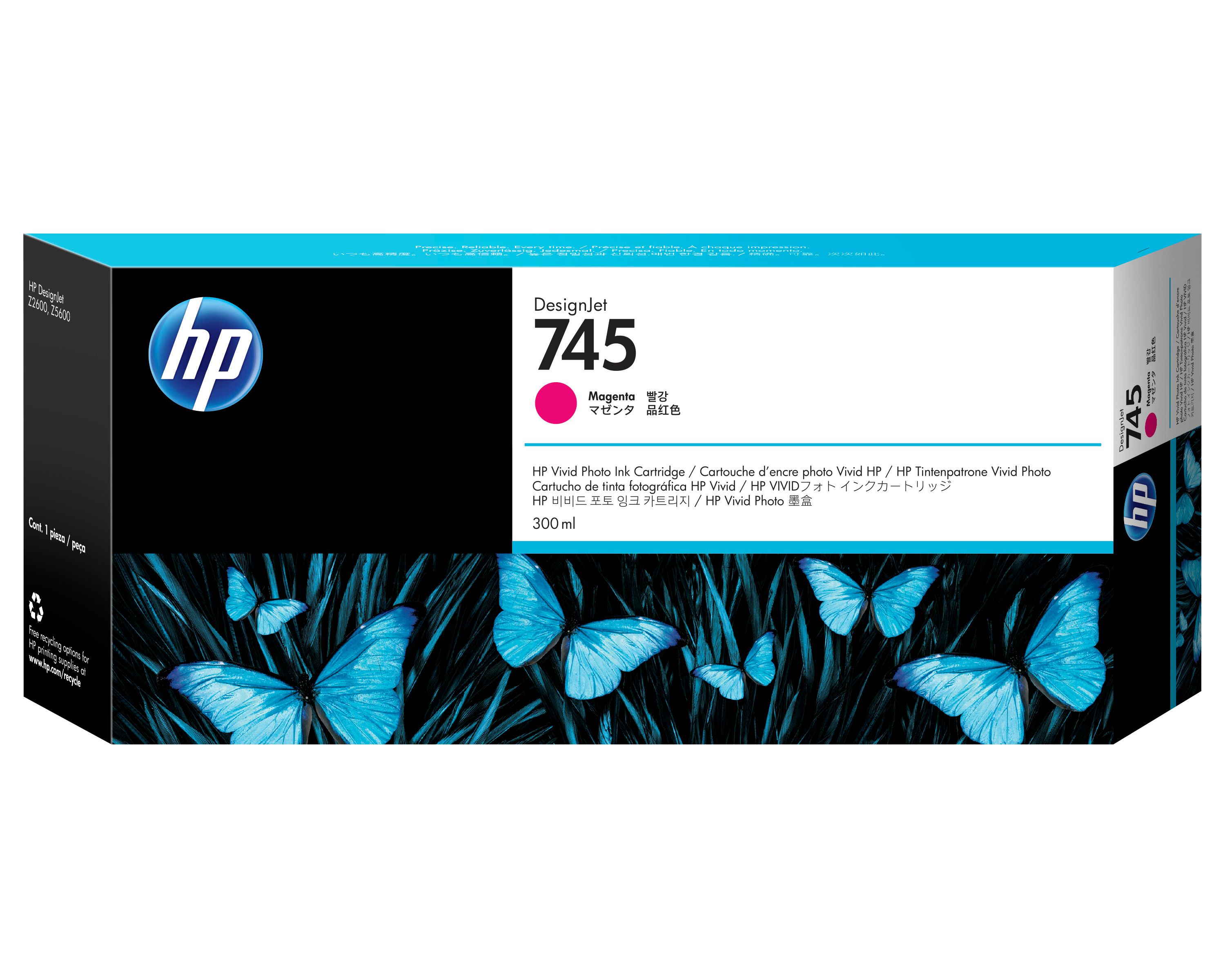 HP 745 Magenta DesignJet Ink Cartridge - 300 ml