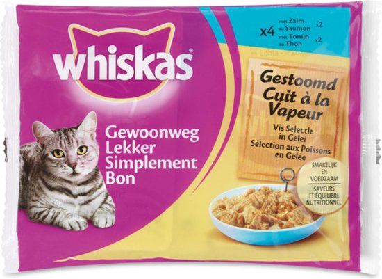 Warentuin collection Whiskas GWL Gestoomd Vis maaltijdzakjes multipack 4x85 g