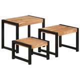 VidaXL Tafeltjesset 3 st massief hout