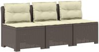 vidaXL 3-zits tuinbank met kussens in rattanlook PP Lichtgrijs