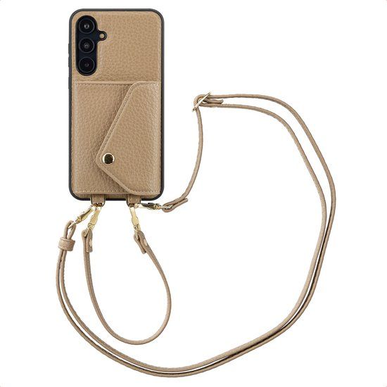 Selencia Hoesje - Geschikt voor Samsung Galaxy A55 (5G) - Sera Koordhoes met pashouder envelop - Taupe