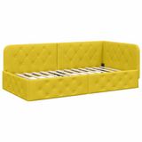 vidaXL Cadre de lit d'angle Jaune 90 x 190 cm Velours