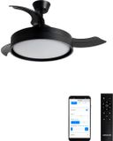 Create - Stille plafondventilator 40 W Ø107 cm met intrekbare bladen en LED-licht - Zwart