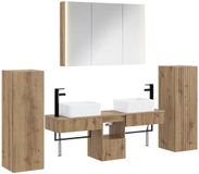 vidaXL Badkamermeubel Set 6-delig Artisanaal eiken Bewerkt hout en glas