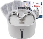 JC Pets Premium Drinkfontein voor Kat en Hond - Draadloze Waterfontein met Sensor - Katten Fontein - Waterbak Automatisch - RVS - Fluisterstil - Inclusief 3 filters - Wit