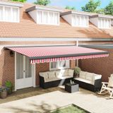 vidaXL Parasol extensible, rouge et blanc, 500 x 300 cm