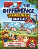 Spot the Difference: Farm Animals: 50 Color Picture Puzzles with 5 Differences in Every Puzzle for Kids Ages 4-8