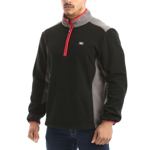 Lee Cooper LCTOP303 Men's Thermal Fleece Work Jumper - Black/Grey - Large