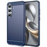 Samsung Galaxy S25 FE 5G Coque Housse Étui Silicone Gel Carbone + Film Écran - Bleu Foncé