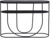 Vente-unique Table console PRETORIA avec 1 étagère en métal et verre fumé - Noir et transparent