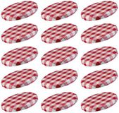 Westmark Schroefdeksels voor bewaarpotten, 15 stuks, rond, ø 82 mm, blik, rood/wit, geruit, 409522E3