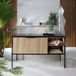 Hudson Reed Florence Meuble sous lavabo - Moderne Industriel - Sans vasque - Noir et bois cannelé - 120 cm