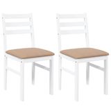 vidaXL Eetkamerstoelen met kussens, 2 stuks, massief hout, rubber, wit