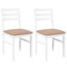 vidaXL Eetkamerstoelen met kussens, 2 stuks, massief hout, rubber, wit