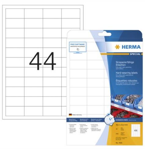 HERMA 4581 A4 Zelfklevende Printeretiketten - Wit - 440 stuks