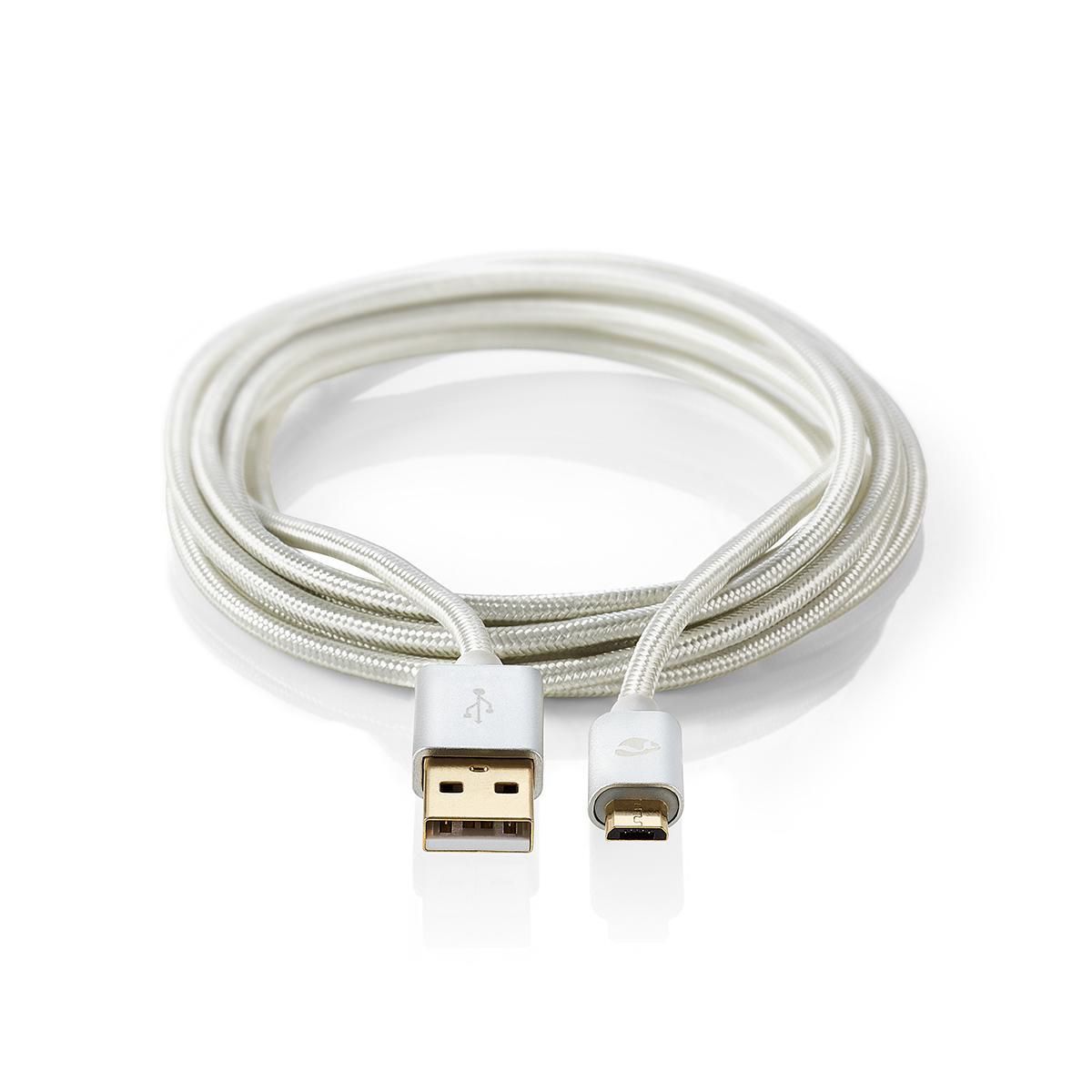 Nedis USB-kabel - 1 m - Aluminium