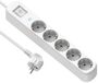 Electraline 62426 Prima 5-stopcontacten Schuko 16A stekkerdoos met overspanningsbeveiliging + aan/uit-schakelaar, 1,5 m kabel, wit
