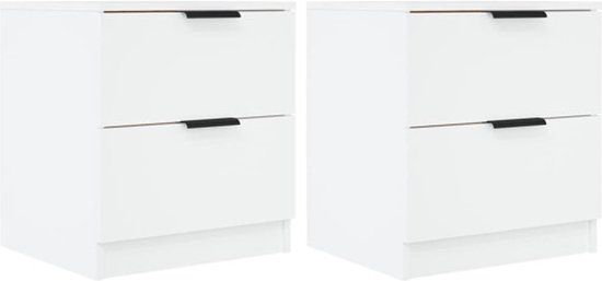 vidaXL Nachtkastjes - Set van 2 - Bewerkt Hout - Wit