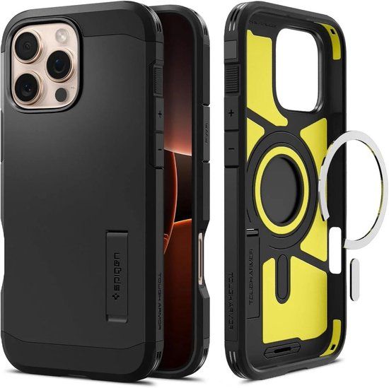 Spigen Tough Armor Hoesje Geschikt voor Apple iPhone 16 Pro Max | Compatibel met MagSafe | Zwart