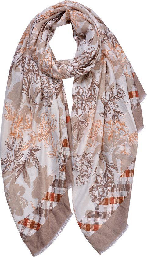 Clayre & Eef Sjaal Dames Print 80x180 cm Beige | Juleeze