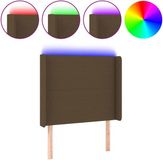 vidaXL Hoofdbord LED 93x16x118/128 cm stof donkerbruin