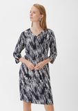 Comma Crêpejurk met patroon met 3/4 mouwen, 59a7_navy, 46