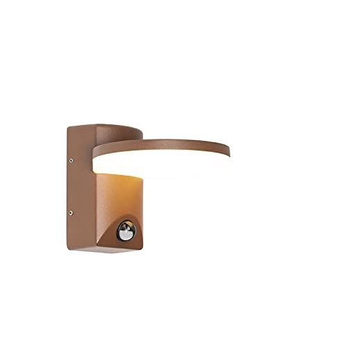 QAZQA Esmee - LED Buiten Wandlamp - Roestbruin - Bewegingssensor - IP54
