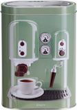 Excellent Houseware Koffie bewaarblik - metaal - retro print groen - 13 x 8 x 19 cm