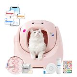 CATLINK Bac à litière autonettoyant rose