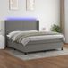 Maison Exclusive - Lit boxspring avec matelas et éclairage LED, gris foncé, 160x200 cm, textile