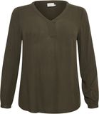 KAFFE CURVE KAFFE Damesblouse met lange mouwen Ami - Viscose - Maat 50 - Bosnacht