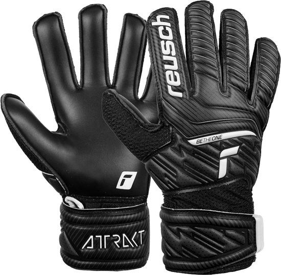 Reusch Attrakt Solid Junior Voetbalhandschoenen Maat 6 - Zwart/Wit