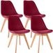 CLP Linares Set van 4 eetkamerstoelen rood Fluweel