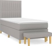vidaXL Boxspringbed met matras, lichtgrijs, 90x200 cm, gestoffeerd