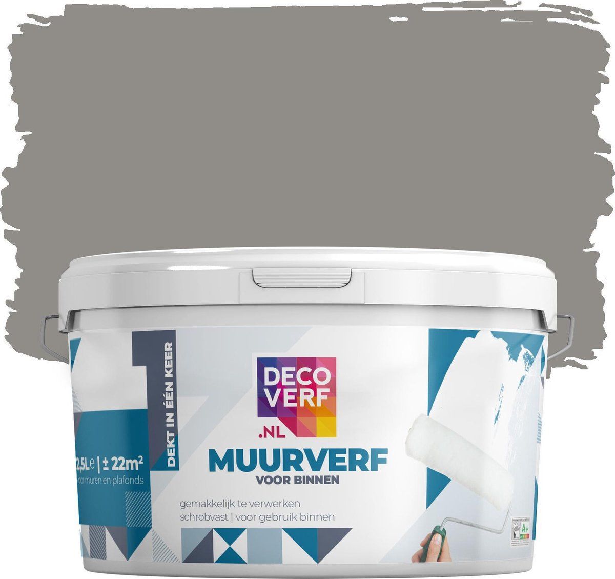 Decoverf.nl Decoverf muurverf mat Kleigrijs 2.5L - 8719743413283