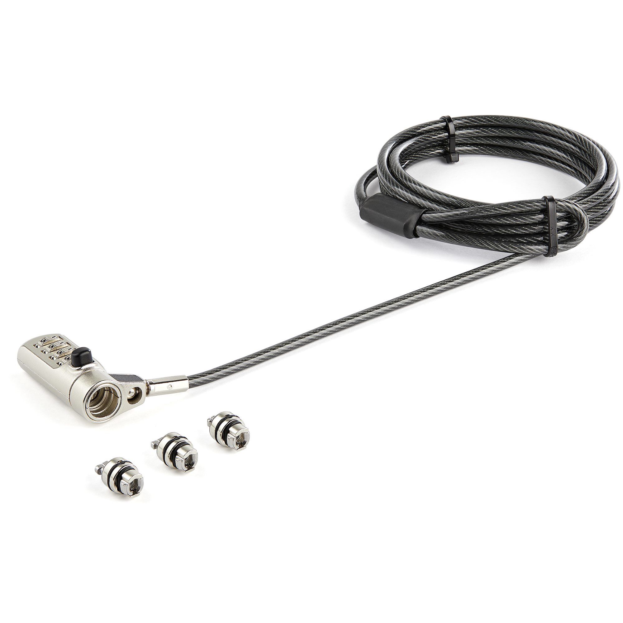 StarTech.com 2m Laptop Kabelslot met 4-cijfer Combinatieslot - Universeel 3-in-1 Security Lock