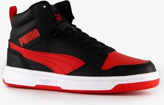 Puma Rebound V6 Mid kinder sneakers zwart/rood maat 38