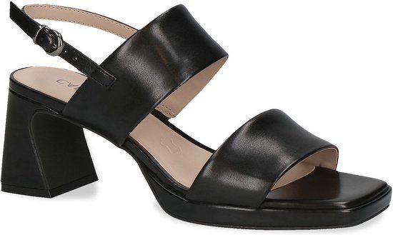 Caprice Dames Sandalen Zwart Leer Maat 41 - Blokhak - Gesp - 2024