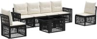 vidaXL Tuinbank Set 7 st Zwart en Crème Wit poly rattan