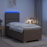 vidaXL LED Boxspringbed met Matras Taupe 100 x 200 cm Stof
