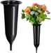 KADAX Grafvaas, vaas van kunststof, bloemenvaas, kunststof vaas voor bloemen, weerbestendige begraafplaats-vaas, vorstbestendige steekvaas voor graf, weerbestendige grafdecoratie (12 cm, met grondpen, Zwart)